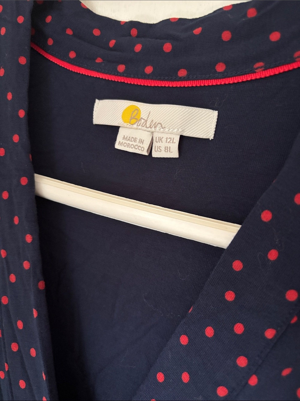 Boden Navy Maxi Dress with Red Polka Dots - Picture 2 of 2